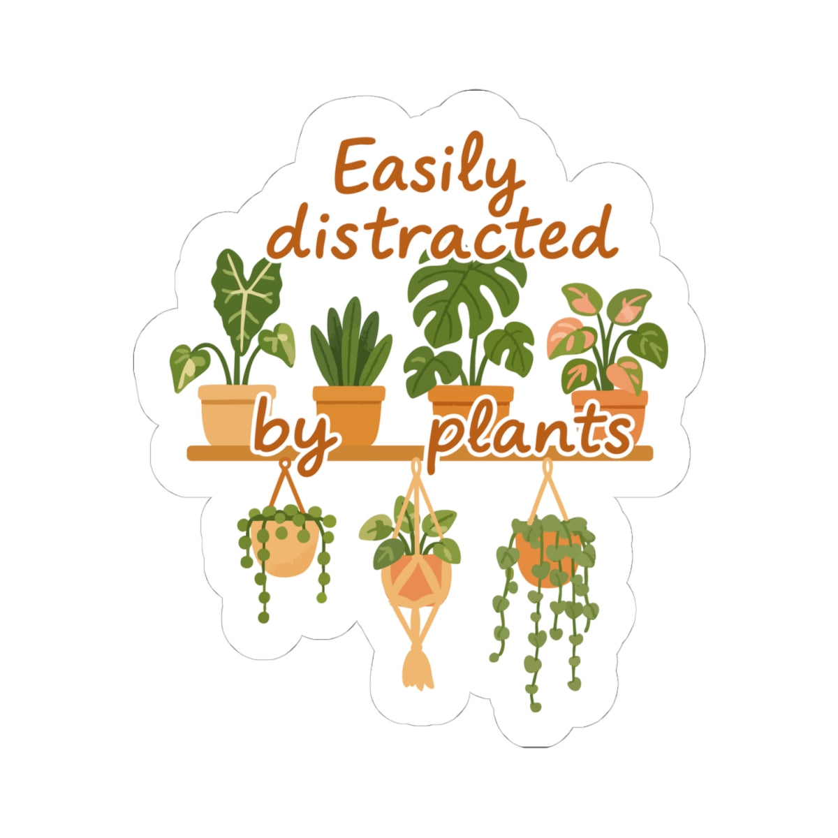 Easily Distracted by Plants Stickers, Plant Lover Gifts, Gardening Decor, Cute Succulent Stickers, Home Office Accessories