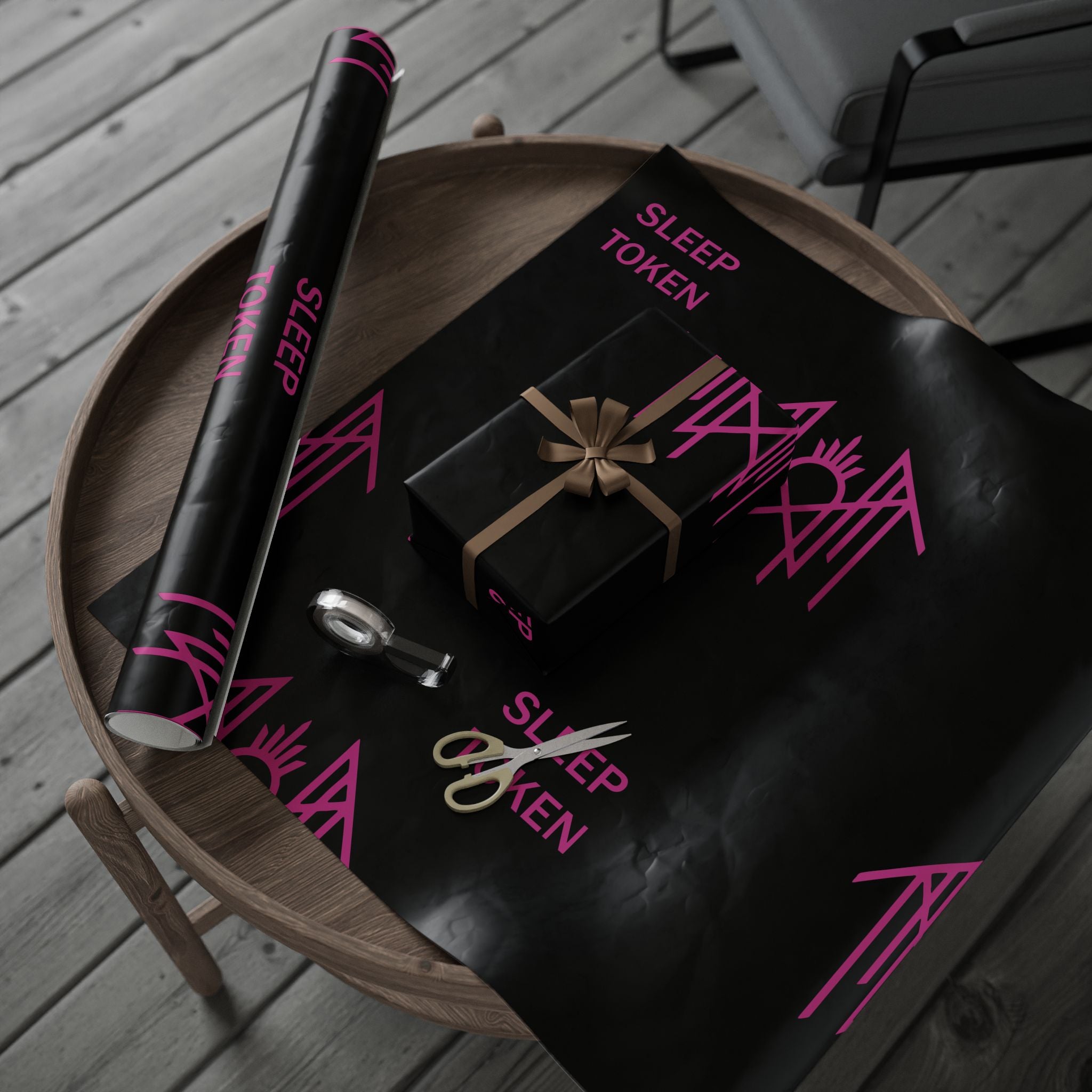 Black & Pink Gothic Spider Wrapping Paper Roll — Halloween Gift Wrap