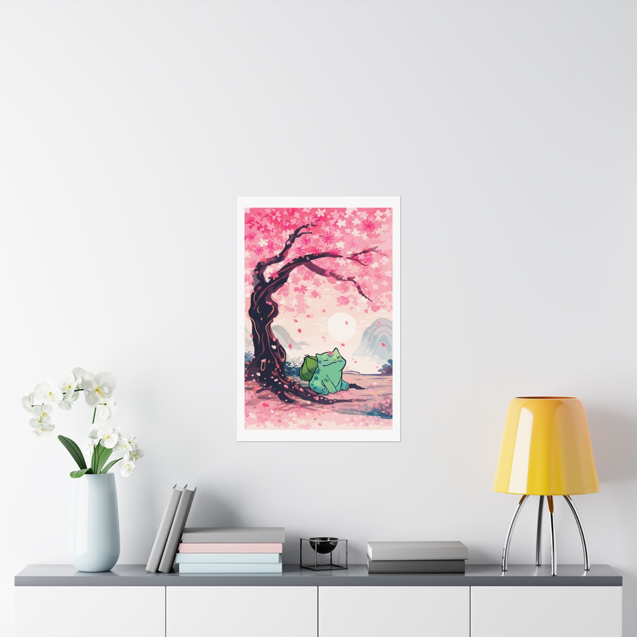 Satin Poster — Cherry Blossom Bulbsaur Wall Art (210gsm)