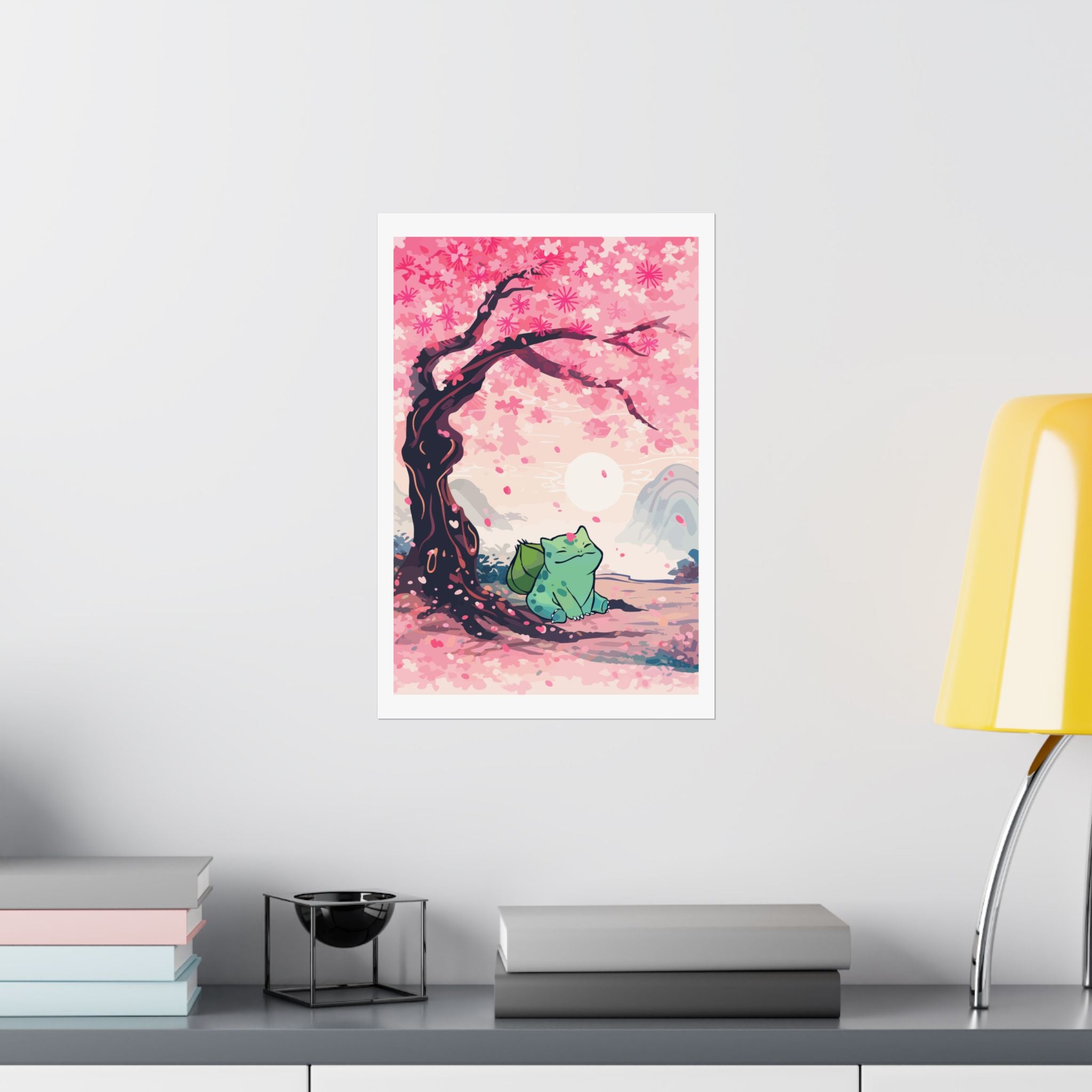 Satin Poster — Cherry Blossom Bulbsaur Wall Art (210gsm)