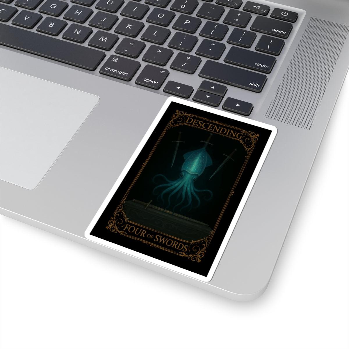 Four of Swords Tarot- Mystical Octopus Kiss-Cut Stickers | Fantasy Decor, Laptop Stickers, Tarot Art, Quirky Gifts, Room Aesthetics