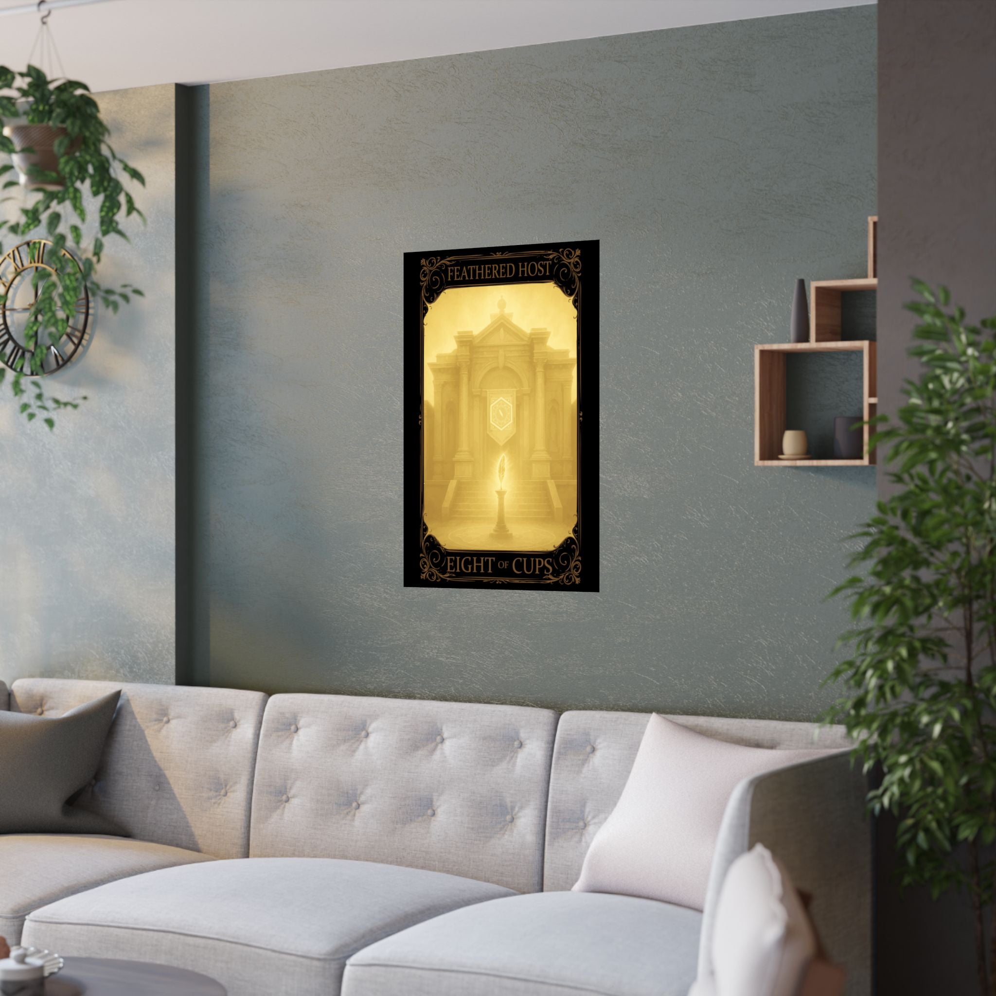 Elegant Tarot Card Print - Feathered Host Eight of Cups, Wall Art, Home Decor, Spiritual Gift, Mystic Decoration, Gallery Wall