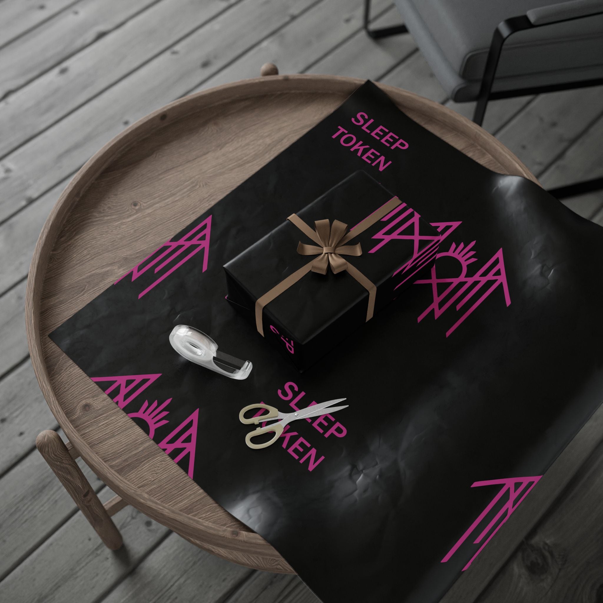 Black & Pink Gothic Spider Wrapping Paper Roll — Halloween Gift Wrap