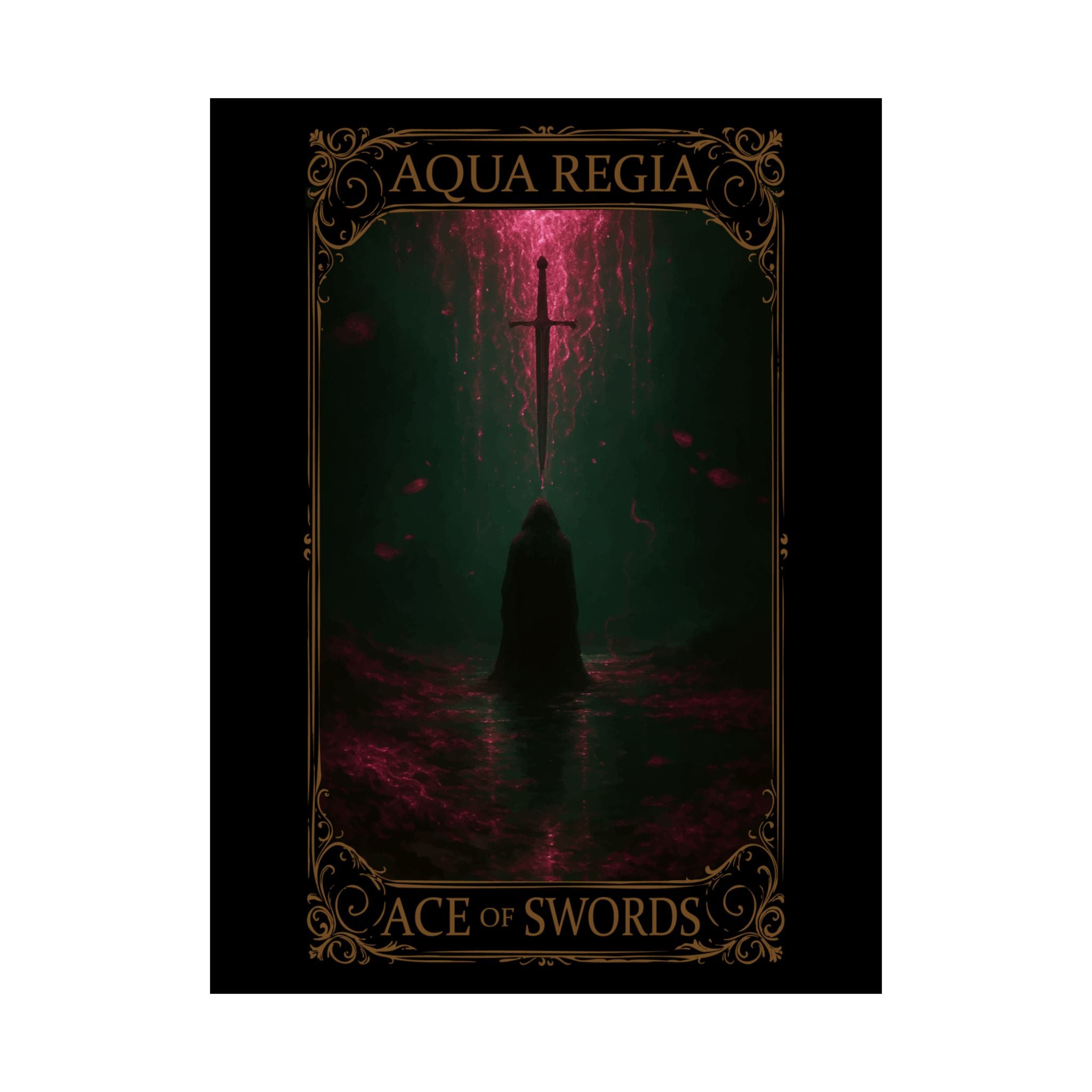 Ace of Swords Tarot- Mystical Satin Poster - Ace of Swords Art Print, Dark Wall Decor, Tarot-Inspired Home Decor, Spiritual Aesthetic, Gothic Wall Art
