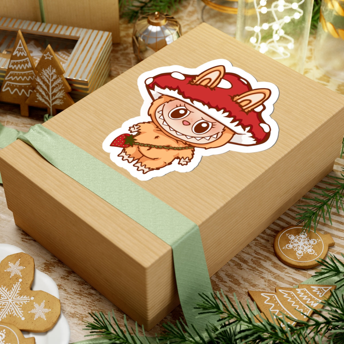Cute Mushroom Labubu Kiss-Cut Stickers, Adorable Art Stickers for Laptops, Journals, Scrapbooking, Kid's Parties, Gifts