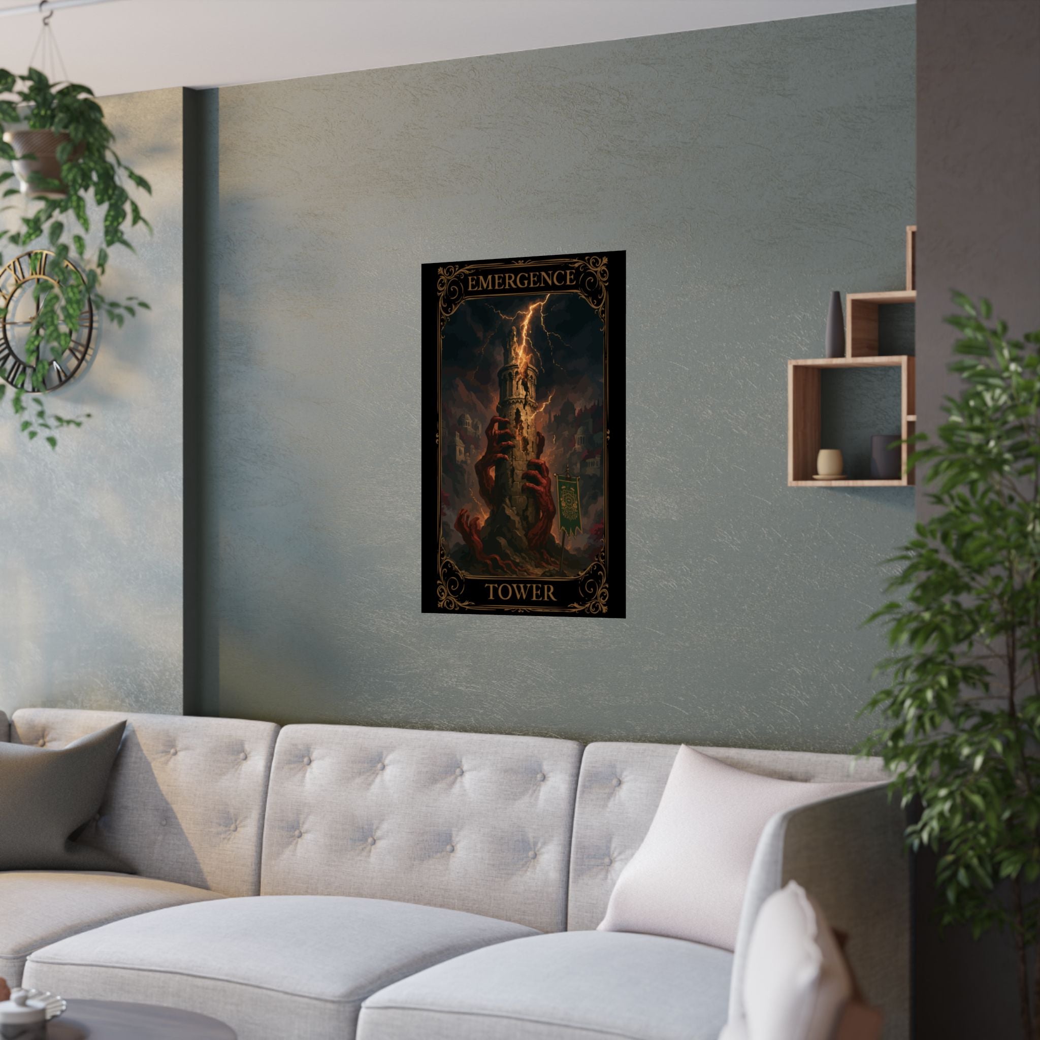 Caramel: The Tower Tower Tarot Satin Poster - Art Print, Wall Decor, Fantasy Artwork, Gothic Home Decor, Gift for Fantasy Lovers