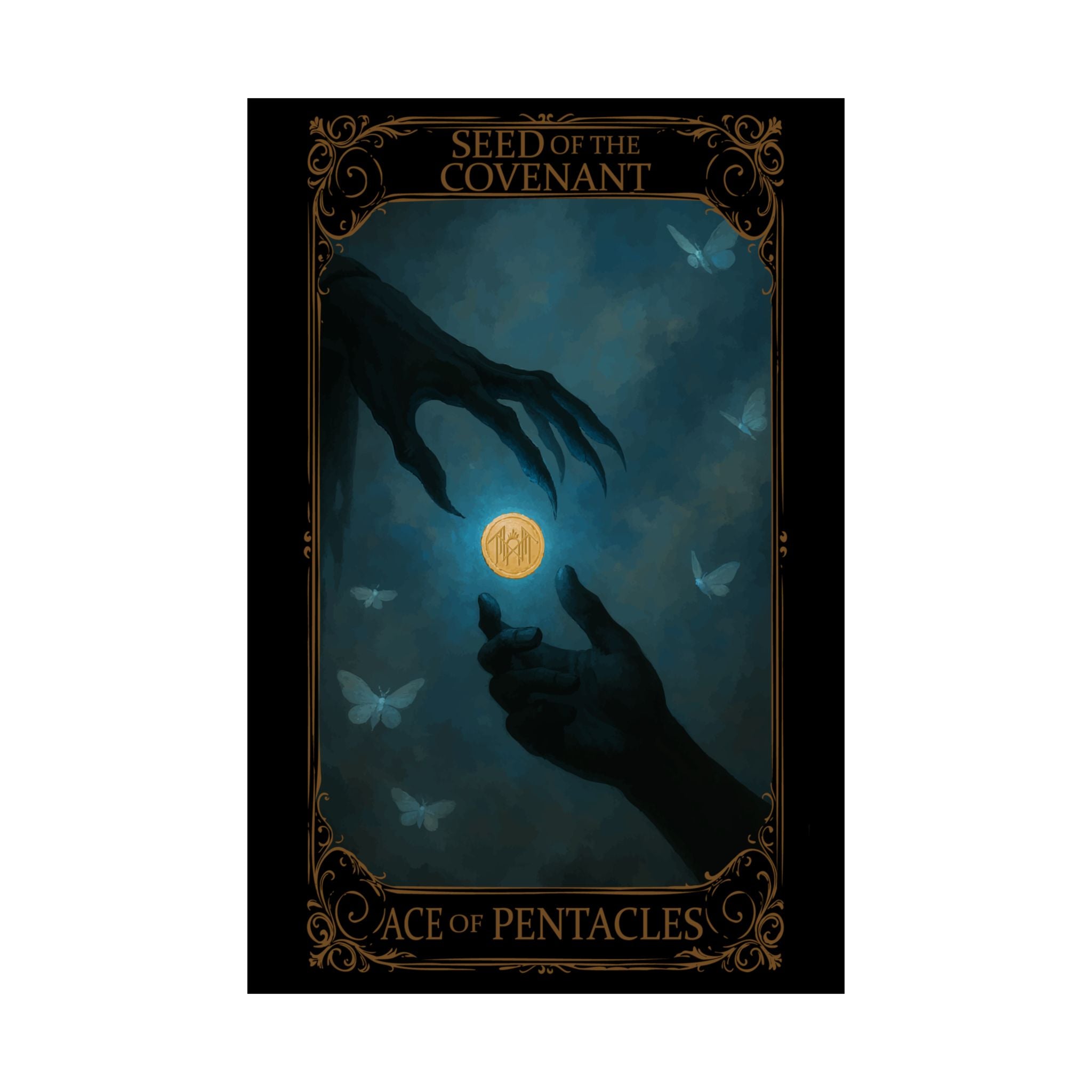 Ace of Pentacles Tarot-  Satin Poster - Spiritual Art, Wall Decor, Tarot Inspired Print, Gift for Occult Lovers, Boho Home Aesthetic