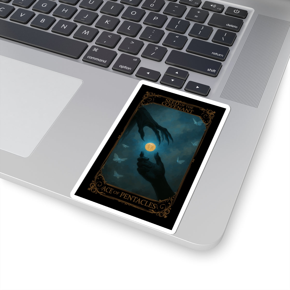 Ace of Pentacles Tarot- Mystical Tarot Kiss-Cut Stickers - Ace of Pentacles Design, Boho Decor, Gift for Tarot Lovers, Laptop & Water Bottle Stickers, Spiritual Art