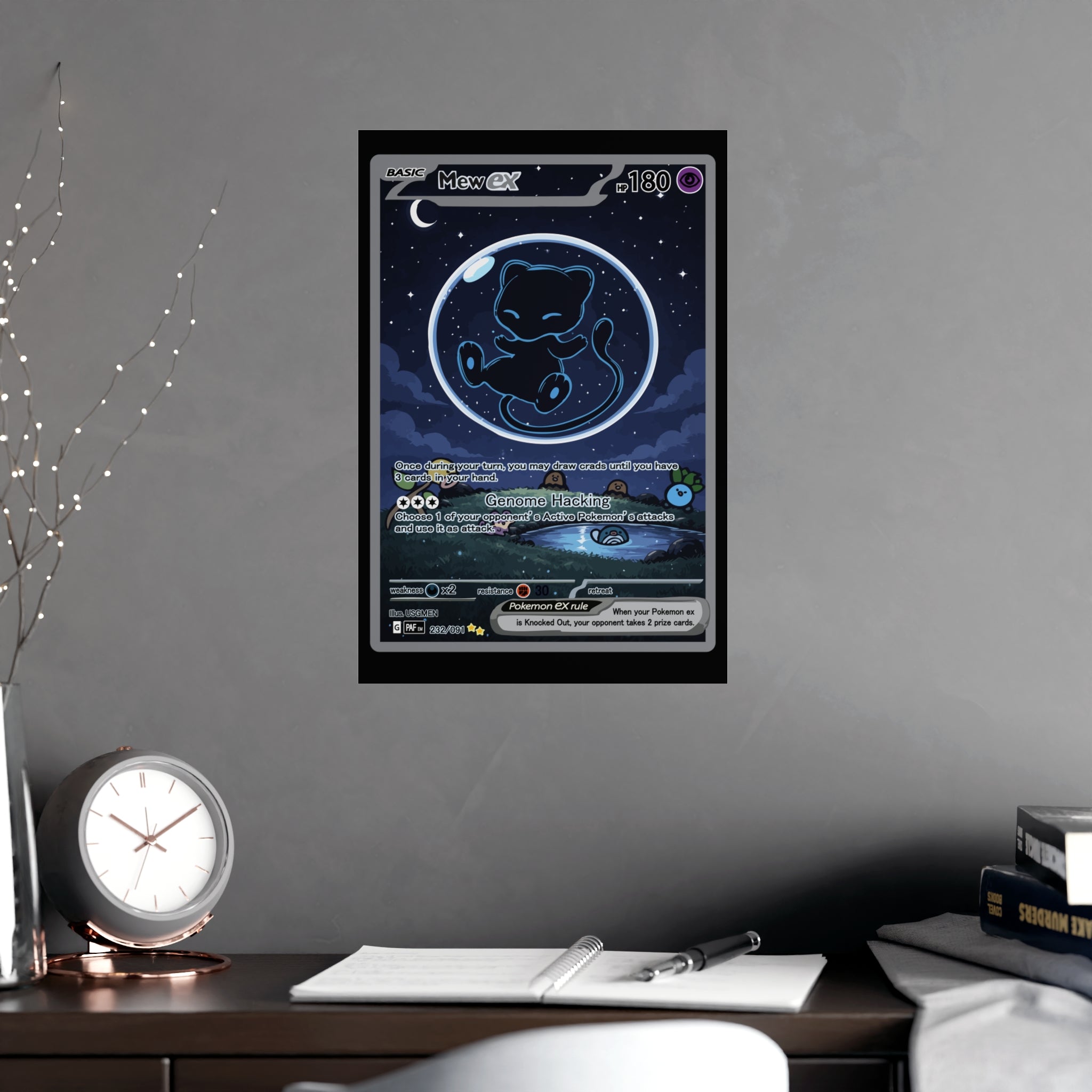 Dark Bubble Mew Matte Poster — Cute Cosmic Card Wall Art (Vertical/Horizontal)