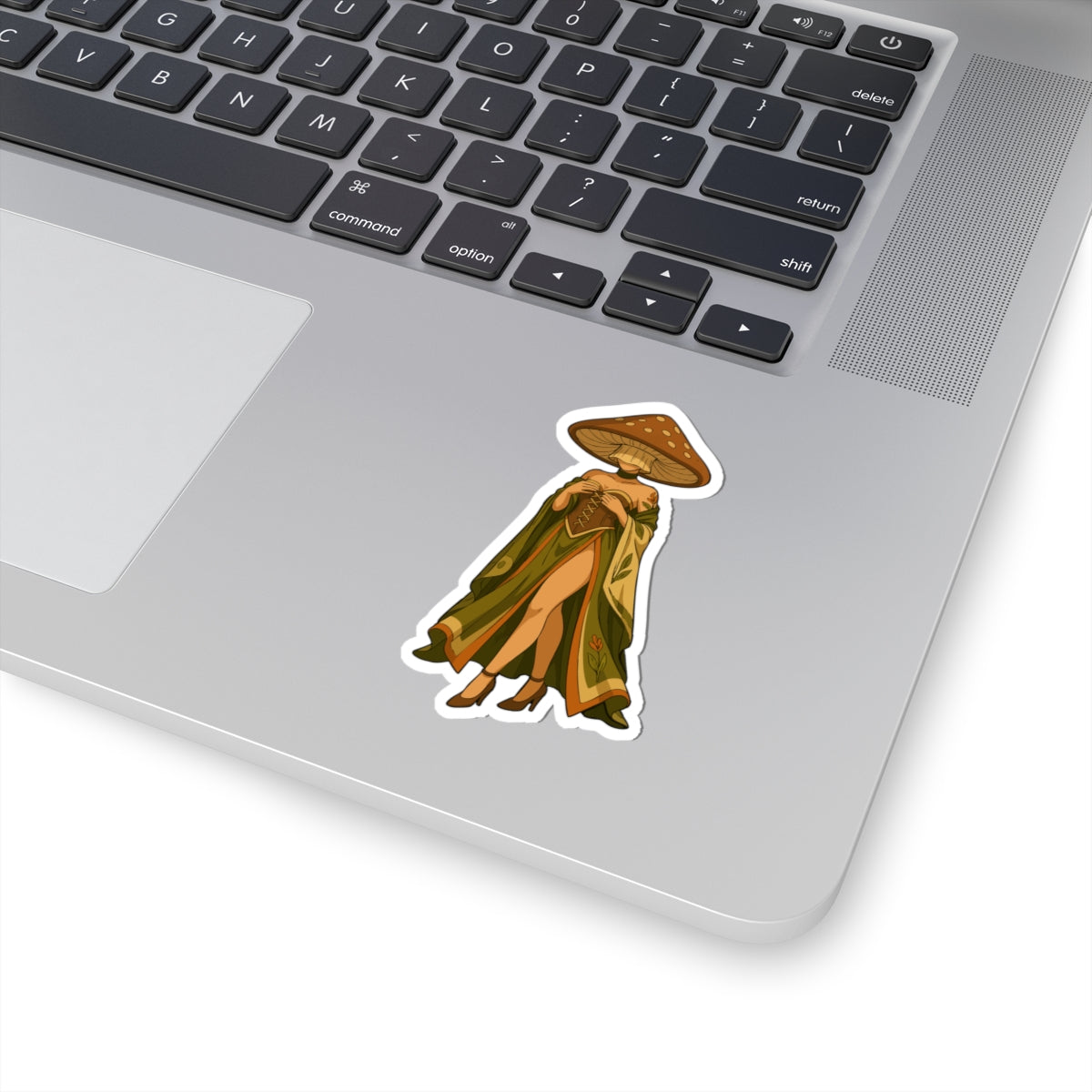 Mushroom Lady Kiss-Cut Sticker — Witchy Forest Aesthetic Laptop Decal