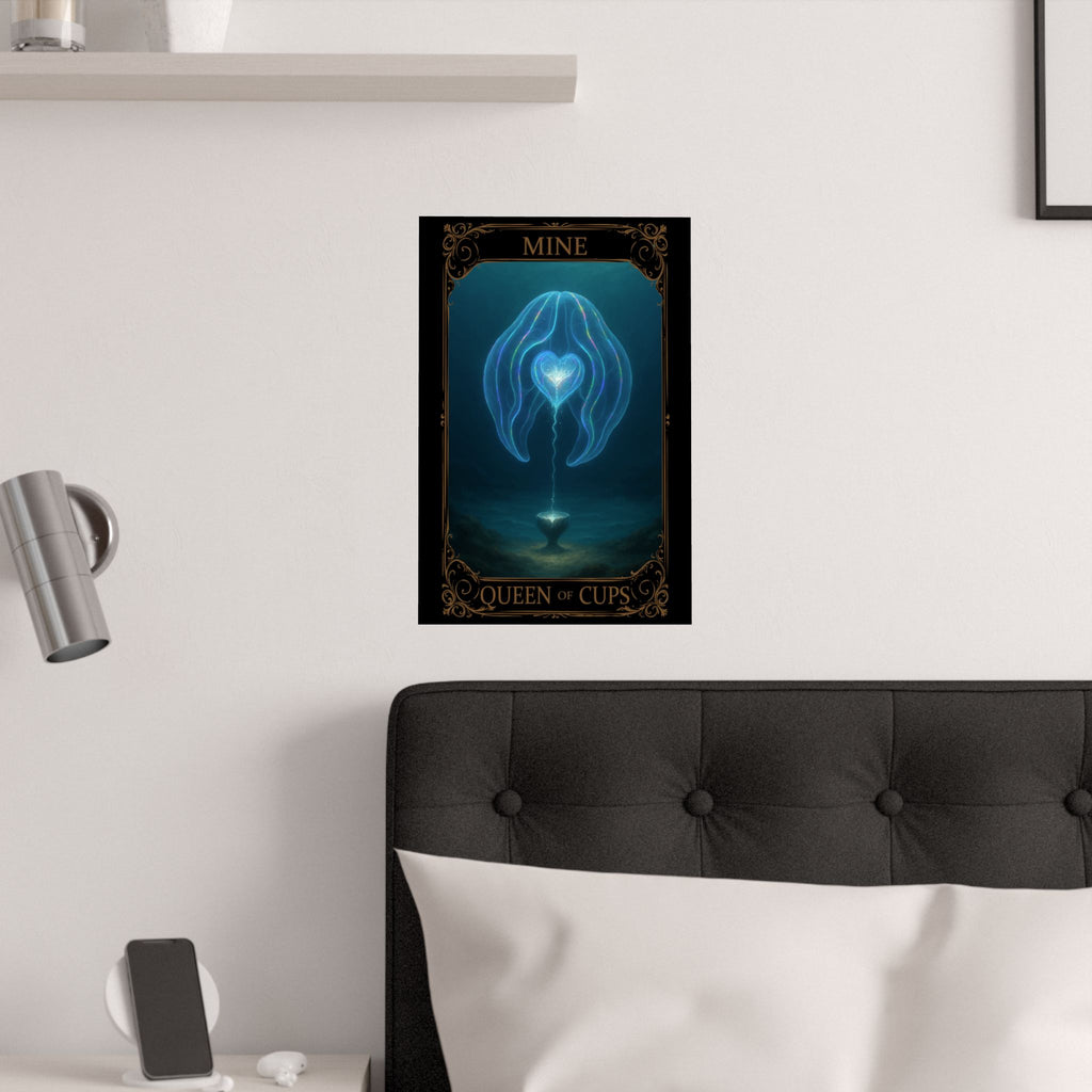 Queen of Cups tarot- Mystical Satin Poster, Dreamy Home Decor, Tarot Art Print, Boho Wall Art, Spiritual Gift