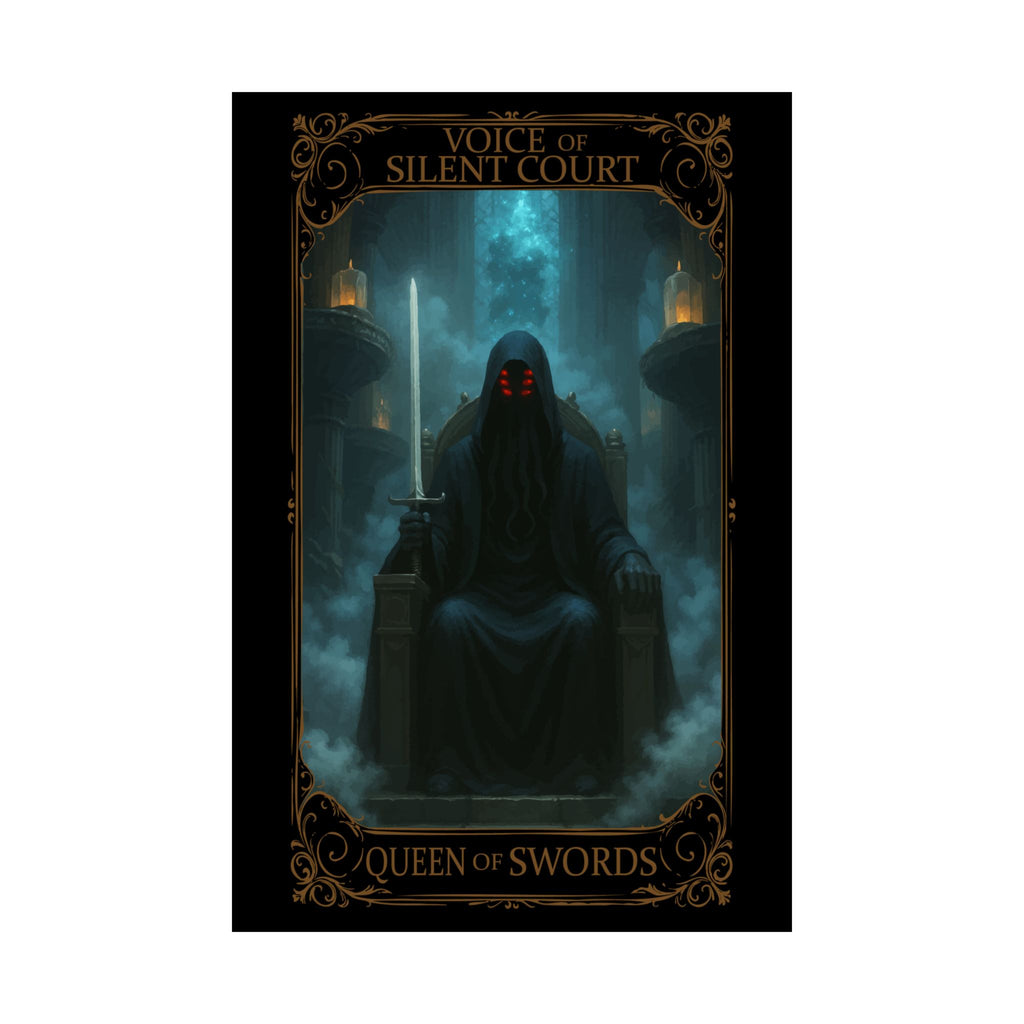 Queen of Swords Tarot- Mysterious Art Poster, Ethereal Home Decor, Fantasy Wall Art, Gothic Aesthetic, Unique Gift for Art Lovers