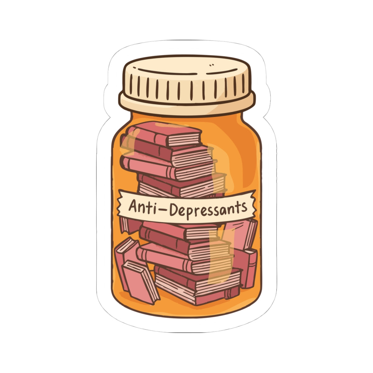 Quirky Anti-Depressant Stickers for Book Lovers, Fun Decor, Laptop Stickers, Gifts for Readers, Mood Boosters