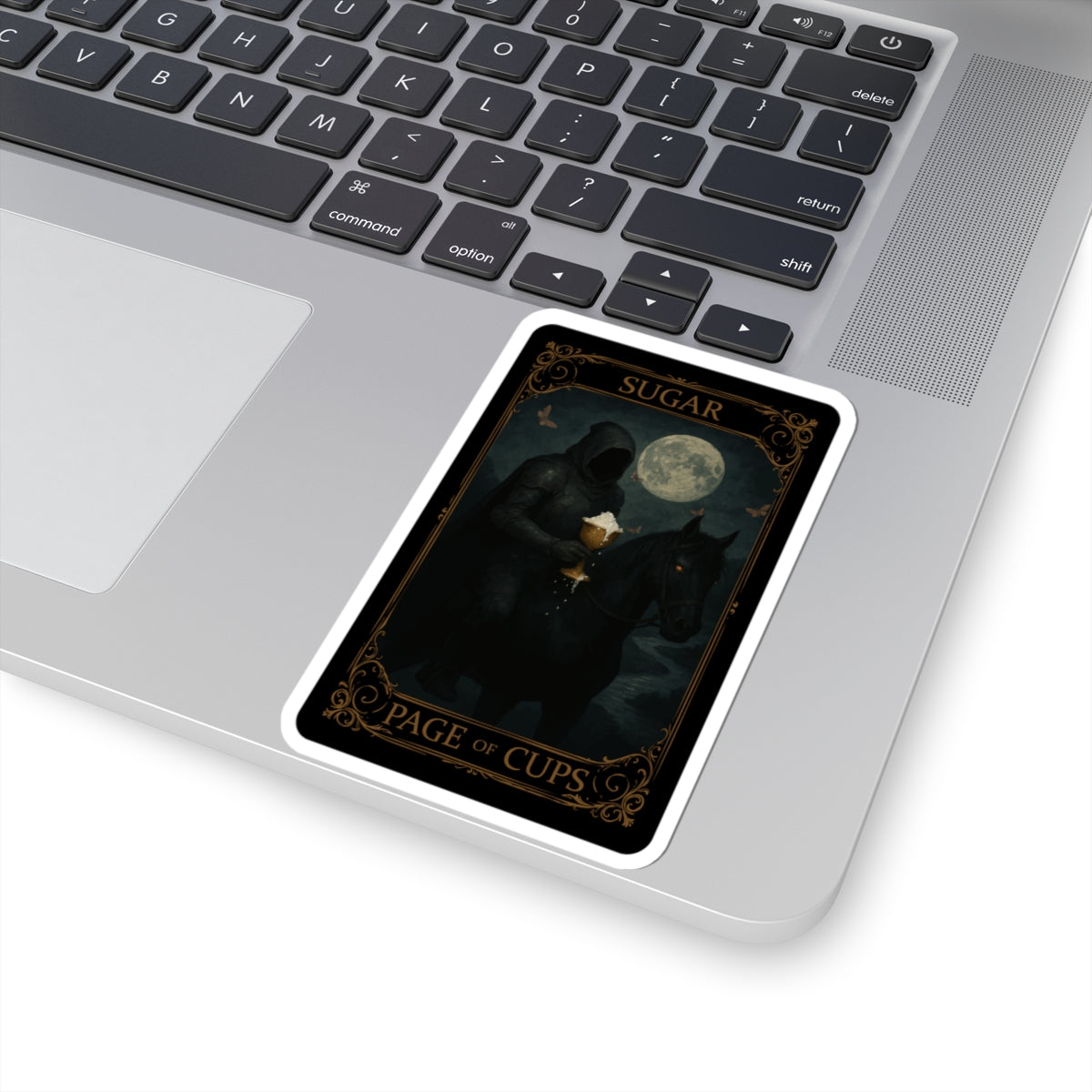 Page of Cups Tarot- Kiss-Cut Stickers, Page of Cups Design, Dark Aesthetic Decor, Unique Gifts for Tarot Lovers, Laptop and Journal Stickers