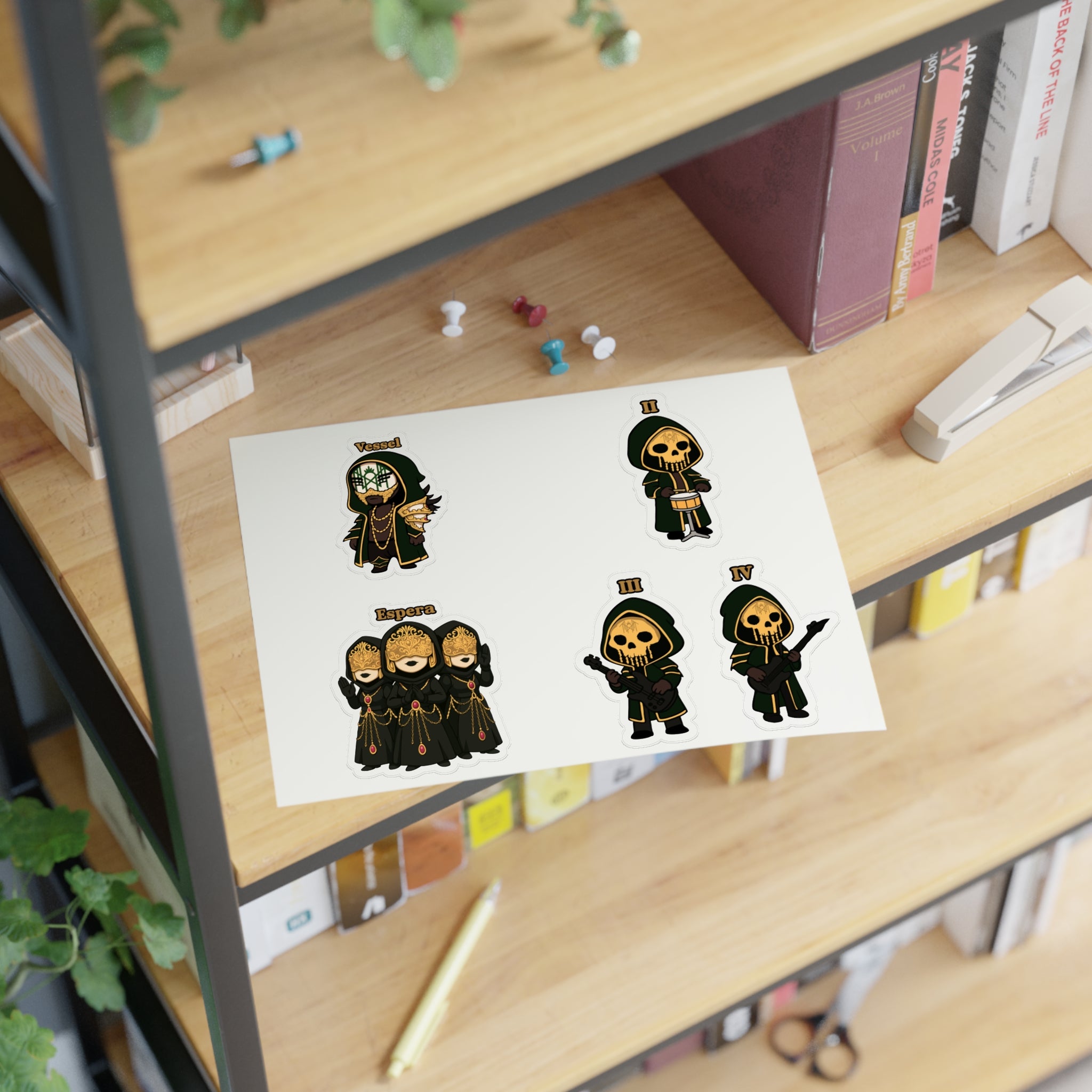 Chibi Band Members- Character Sticker Sheets for Halloween, Crafting, Journaling, Gift Wrap, and Decor
