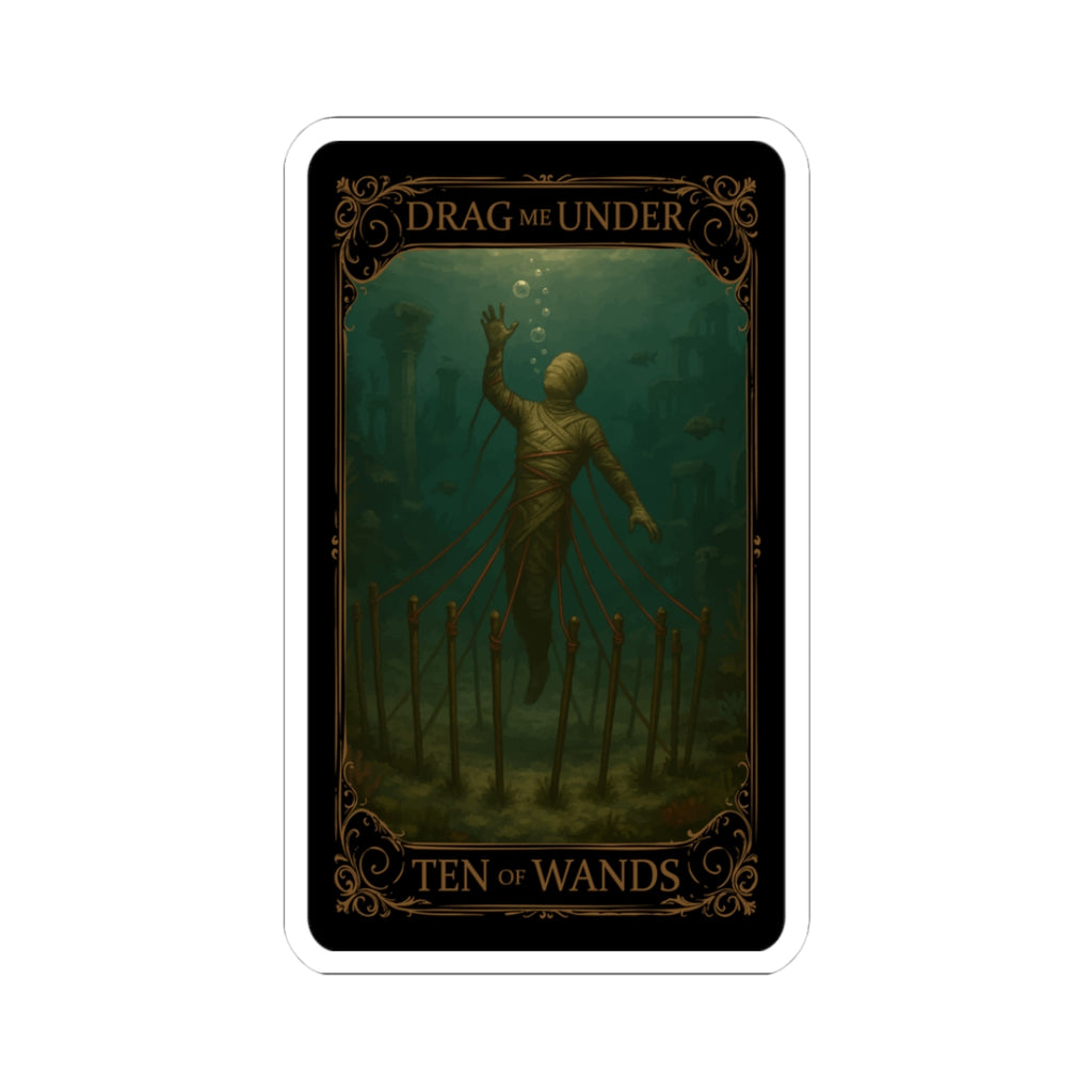 Ten Of Wands- Mystical Tarot Stickers, Enigmatic Art Stickers, Ten of Wands Décor, Gothic Theme Stickers, Unique Laptop Stickers, Witchy Decor