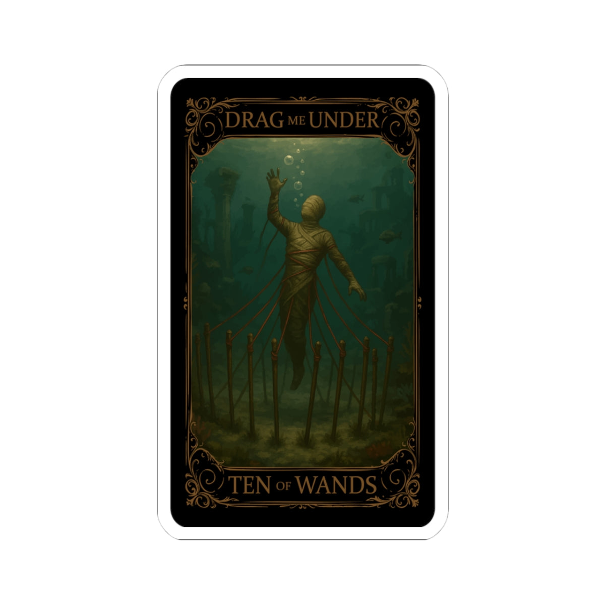 Ten Of Wands- Mystical Tarot Stickers, Enigmatic Art Stickers, Ten of Wands Décor, Gothic Theme Stickers, Unique Laptop Stickers, Witchy Decor