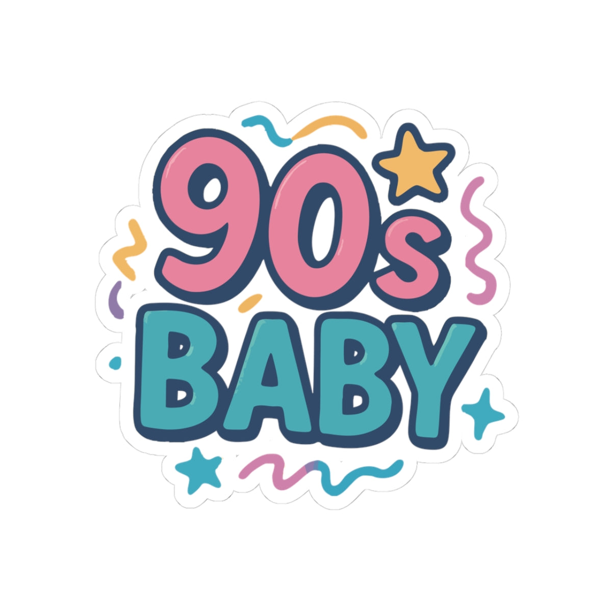 90s Baby Sticker — Retro Neon Kiss-Cut Decal for Laptops, Water Bottles & Journals