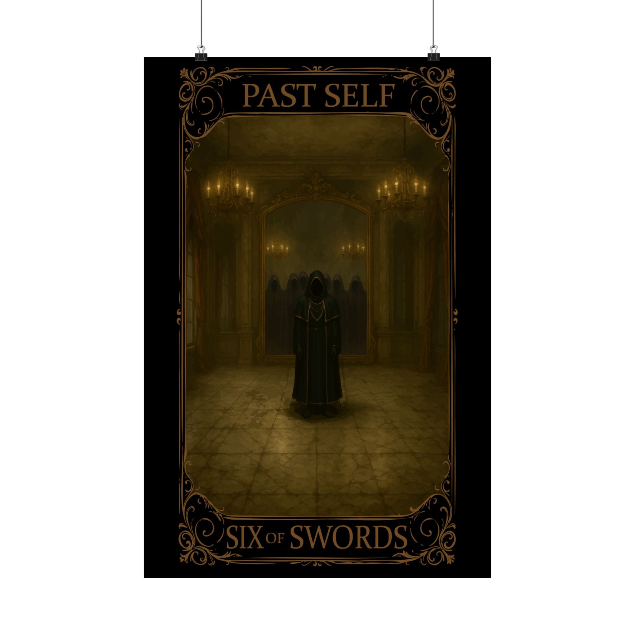 Six of Swords Tarot- Mystical Satin Posters, Tarot Art Decor, Enigmatic Wall Art, Gothic Home Decor, Unique Gift for Tarot Lovers