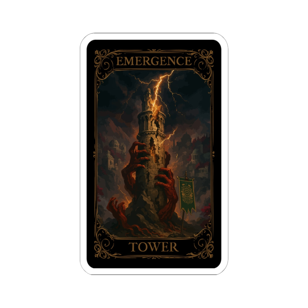 The Tower Tarot Kiss-Cut Stickers, Dark Art Decor, Laptop Decals, Caramel Tower Design, Unique Gift for Fantasy Lovers