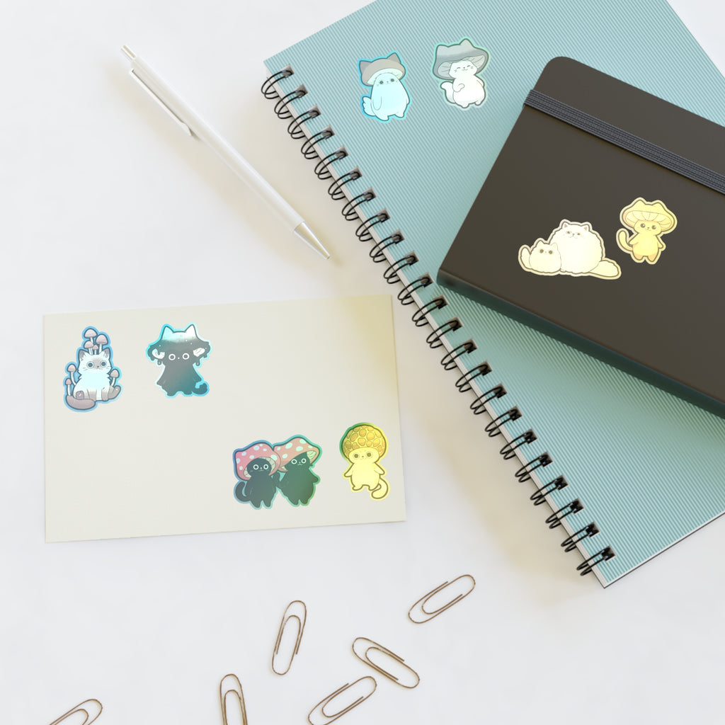 Mushroom Cat Sticker Sheet — Cute Kawaii Mushroom Cats Planner Stickers