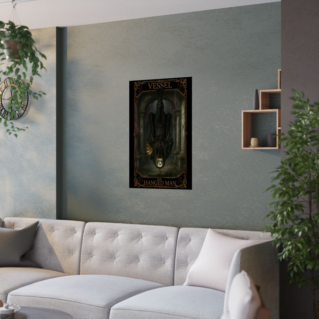 The Hanged Man Card, Mystical Satin Poster, Wall Art, Tarot Decor, Gothic Home Decor, Unique Gift, Fantasy Poster