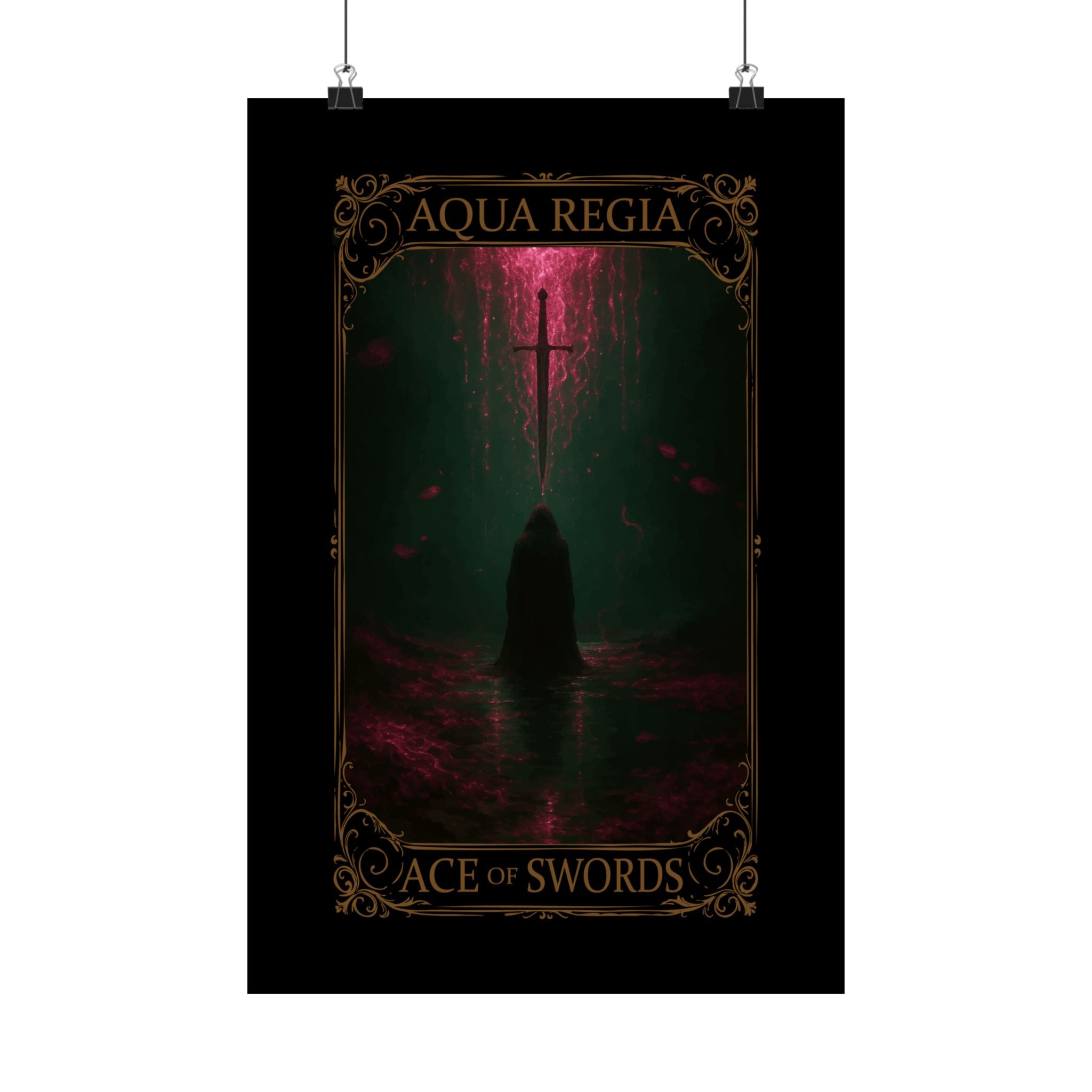 Ace of Swords Tarot- Mystical Satin Poster - Ace of Swords Art Print, Dark Wall Decor, Tarot-Inspired Home Decor, Spiritual Aesthetic, Gothic Wall Art