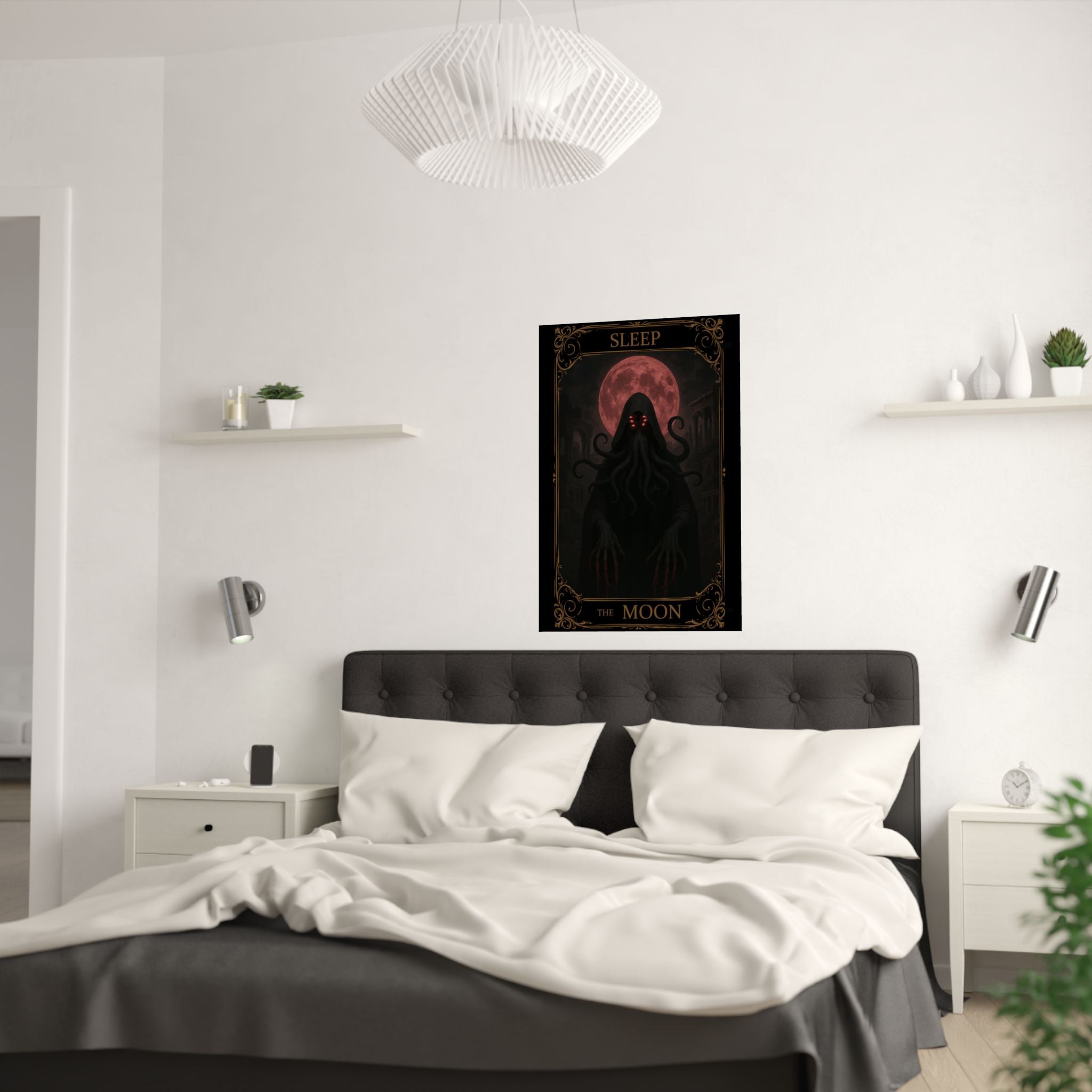 Sleep- The Moon Tarot Satin Poster | Dark Aesthetic Wall Art, Gothic Decor, Bedroom Decor, Unique Gift, Home Decor