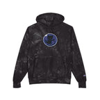 Dark Bubble Mew-Tie-Dye Embroidered Hoodie — Blue Floral Globe Patch