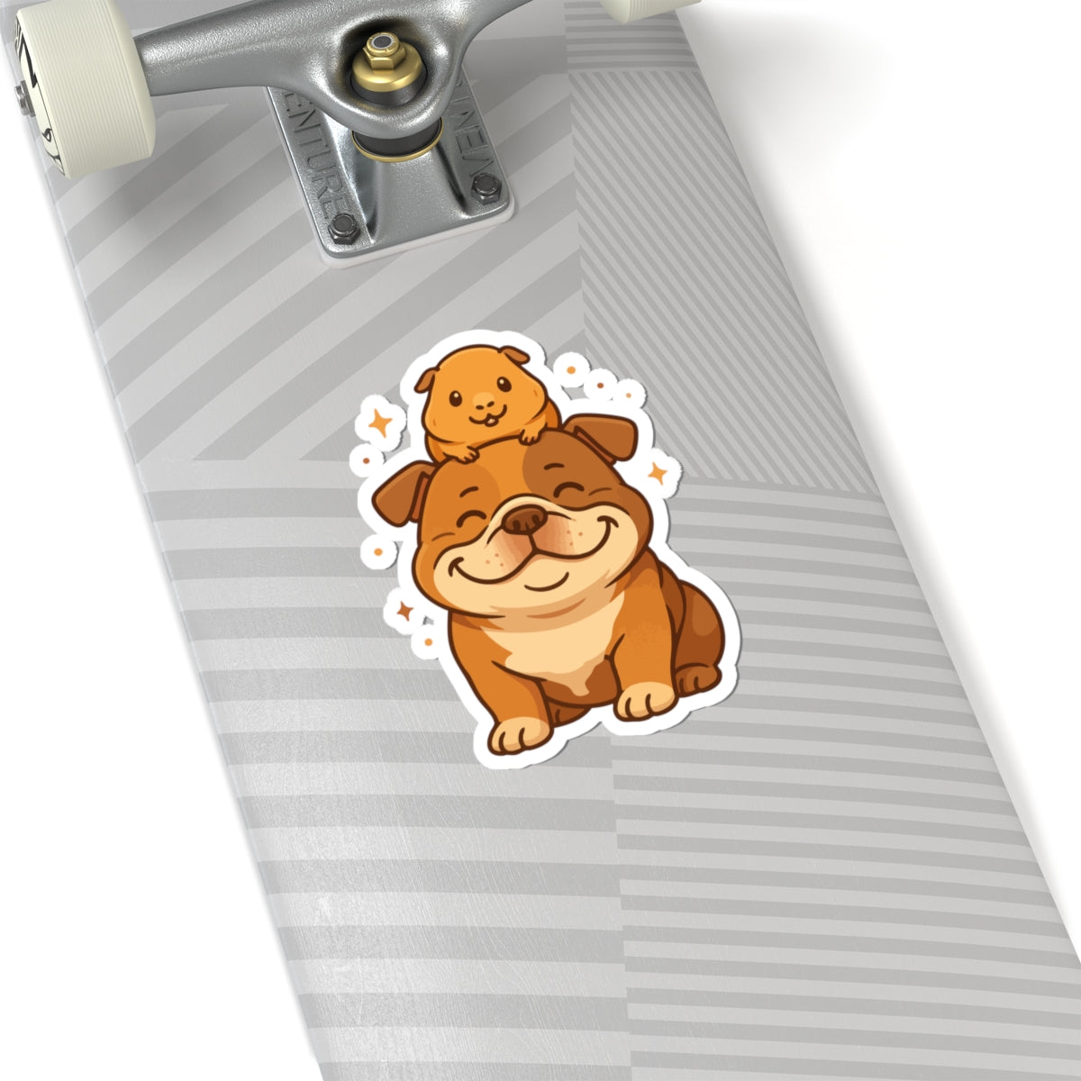 Cute Bulldog & Guinea Pig Kiss-Cut Sticker — Adorable Pet Laptop Decal
