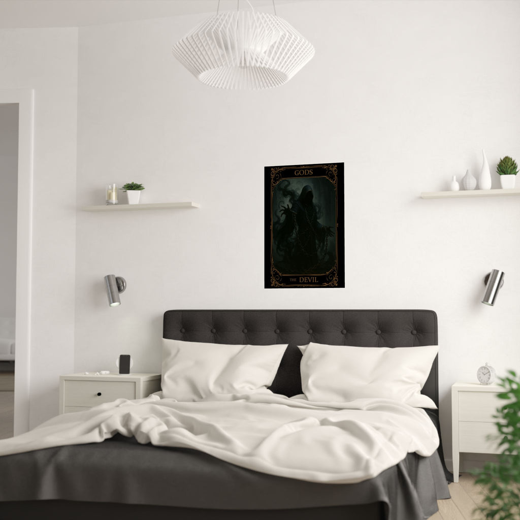 The Devil Tarot- Fantasy Satin Poster, Wall Art, Gothic Decor, Satan Themed Print, Home Aesthetic, Perfect for Halloween