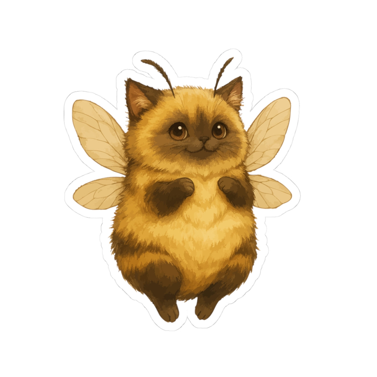 Bumblecat Kiss-Cut Sticker — Adorable Bee-Cat Vinyl Decal for Laptops & Water Bottles