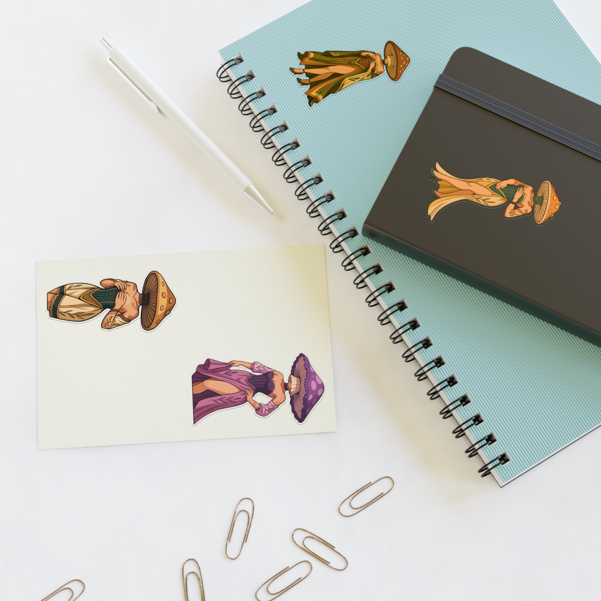 Mushroom lady Spirits Sticker Sheet — Forest Mushroom Character Vinyl Stickers