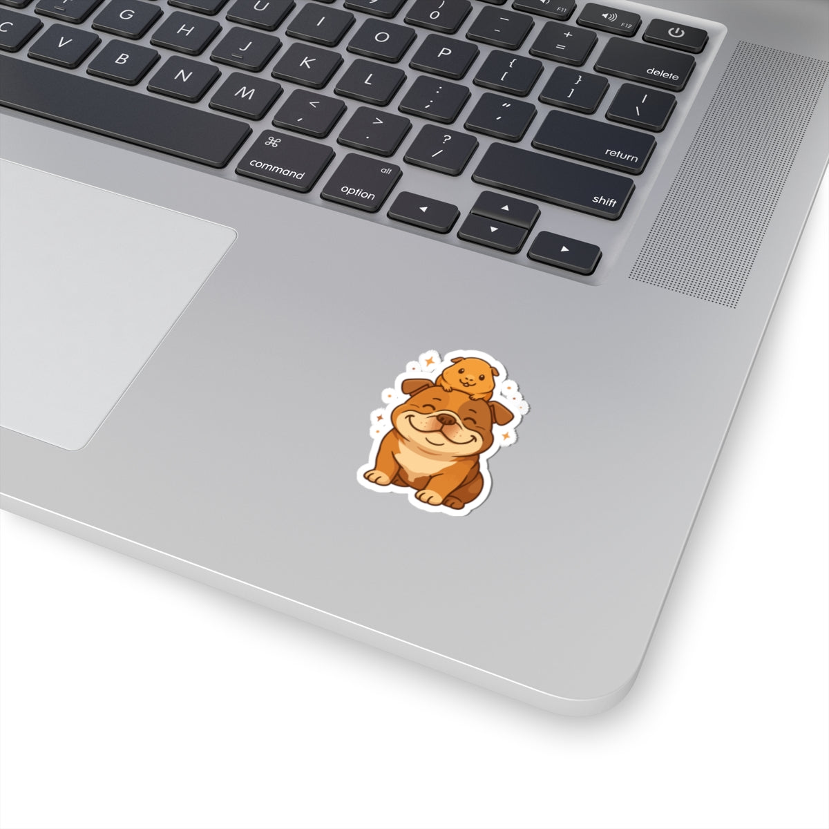 Cute Bulldog & Guinea Pig Kiss-Cut Sticker — Adorable Pet Laptop Decal