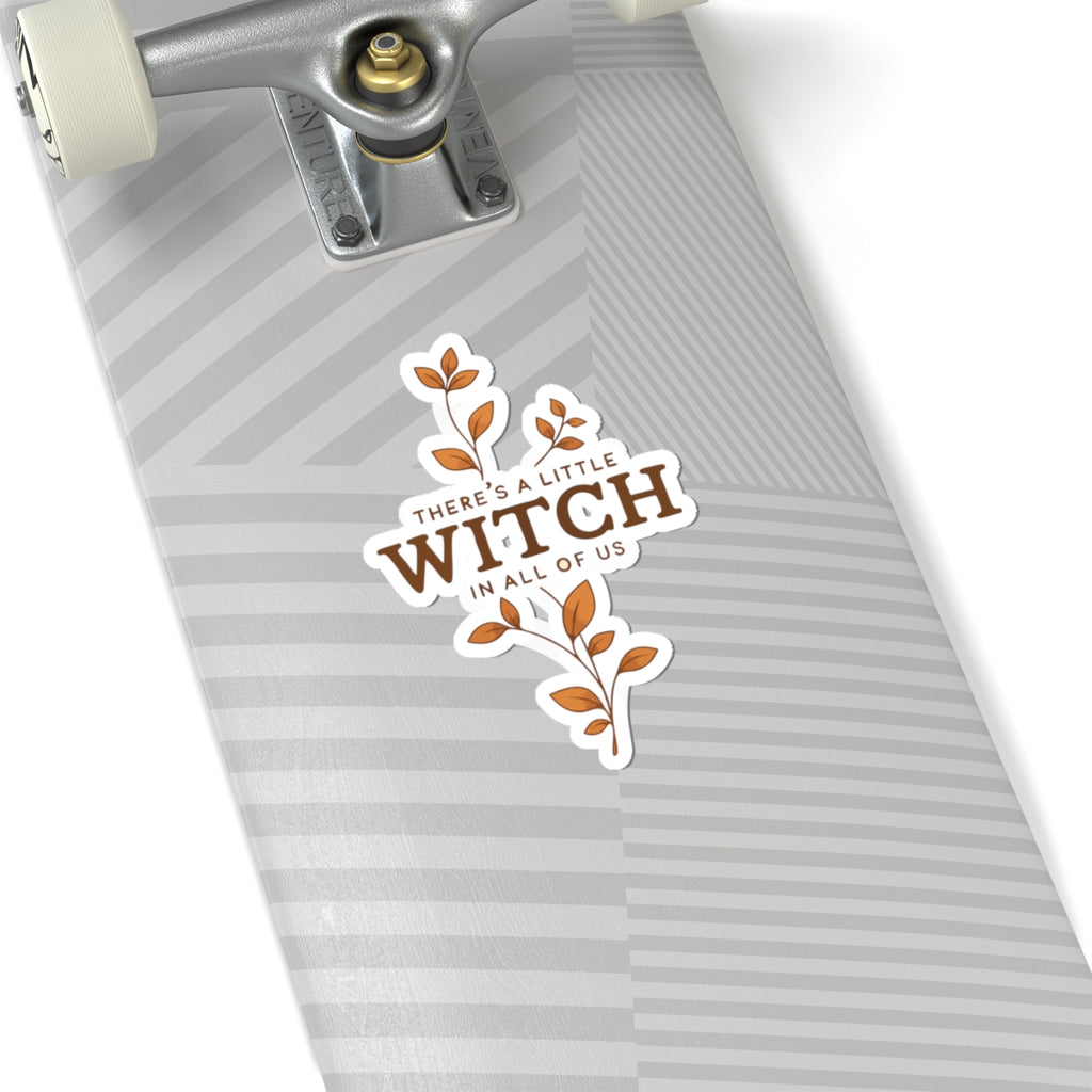 Kiss-Cut Sticker — "There’s a Little Witch in All of Us" Fall Floral Laptop Decal