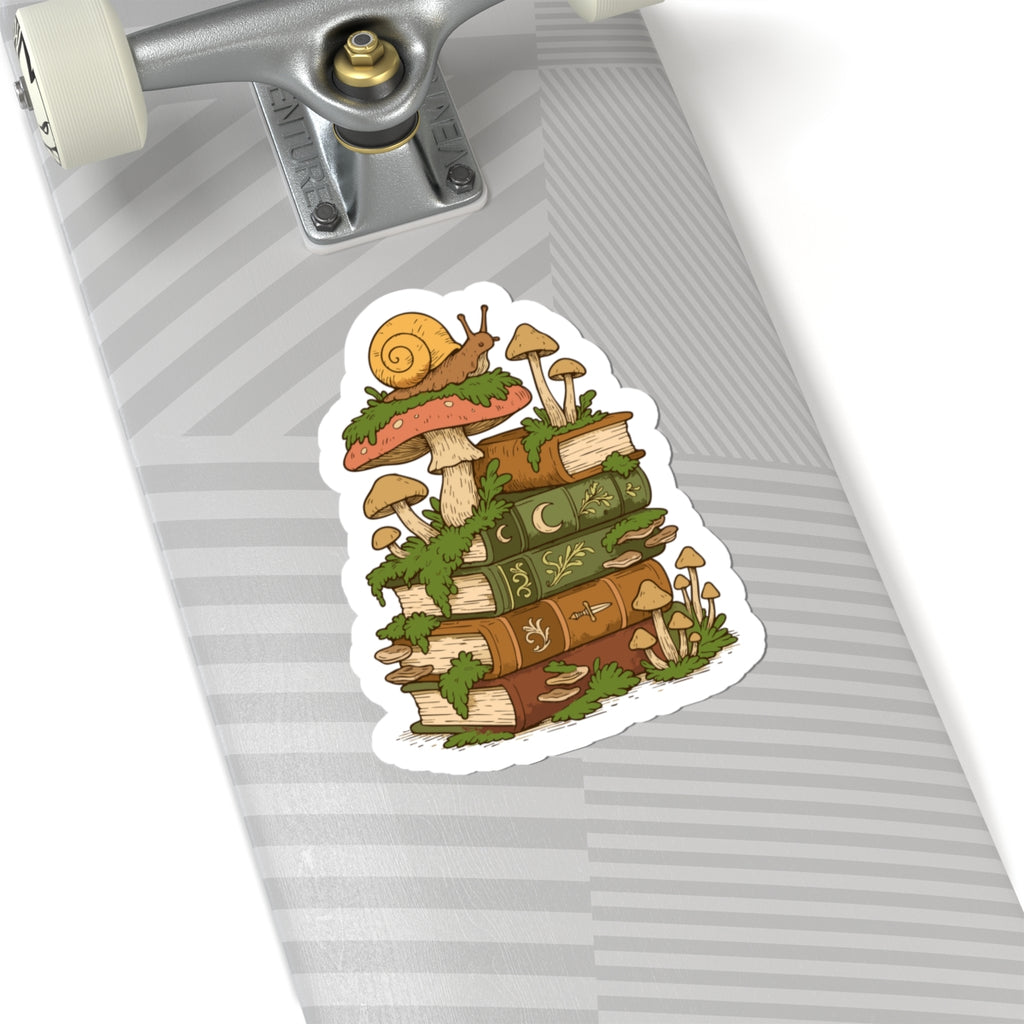 Whimsical Bookish Kiss-Cut Stickers, Mushroom Art, Snail Sticker, Nature Lover Gift, Cute Decor, Eco-Friendly Stationery