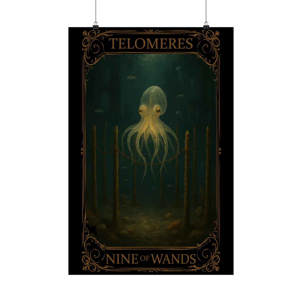 Nine Of Wands- Mystical Octopus Satin Poster, Ocean Art Print, Nautical Home Decor, Fantasy Wall Art, Gift for Art Lovers