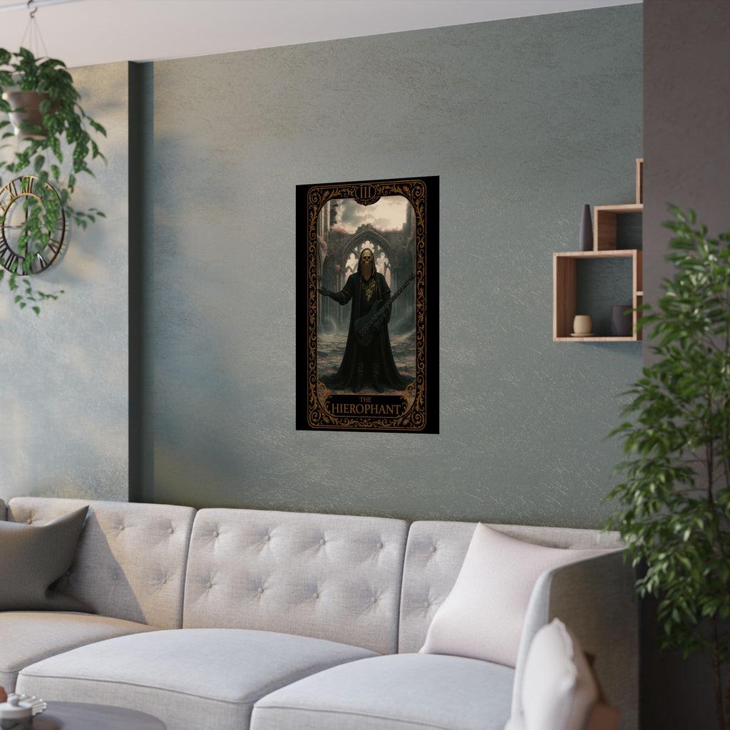 The Hierophant Tarot, Gothic Satin Poster, Unique Art Print, Wall Decor, Tarot Card Home Decor, Gothic Aesthetic Wall Art