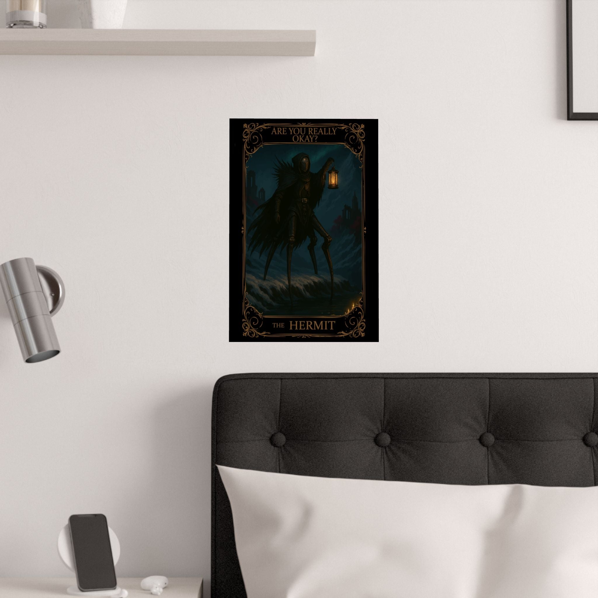 The Hermit Tarot-Mystical Satin Posters, Wall Art Print, Dark Aesthetic Decor, Home Wall Hanging, Gothic Art for Mental Health Awareness