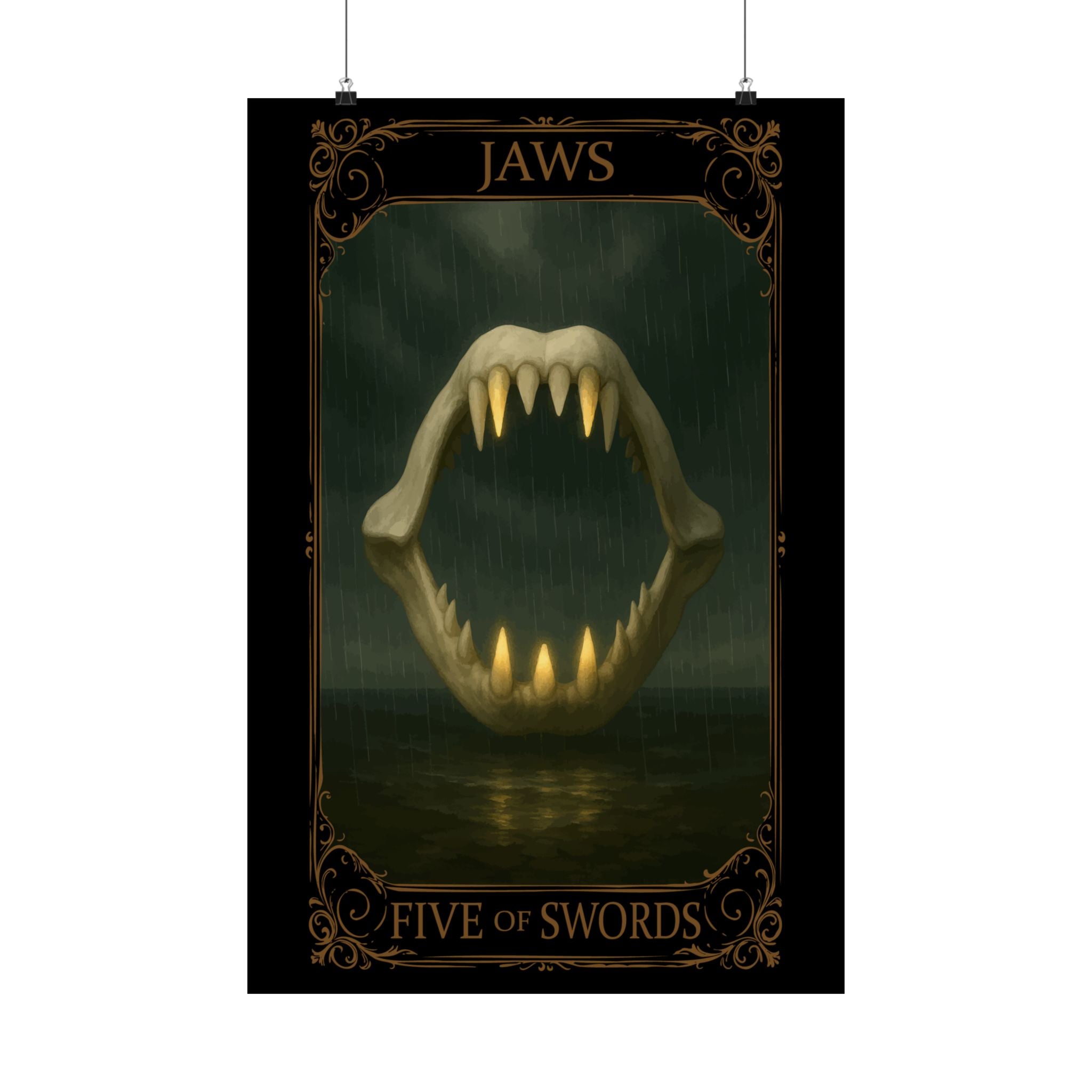Five of Swords Tarot- Jaws Satin Poster, Wall Art, Movie Decor, Horror Poster, Unique Gift, Interior Design