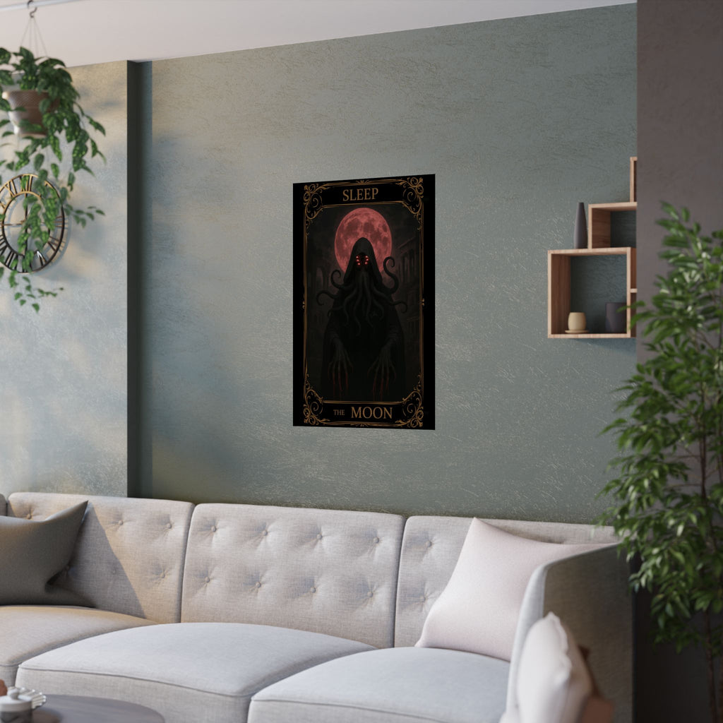 Sleep- The Moon Tarot Satin Poster | Dark Aesthetic Wall Art, Gothic Decor, Bedroom Decor, Unique Gift, Home Decor