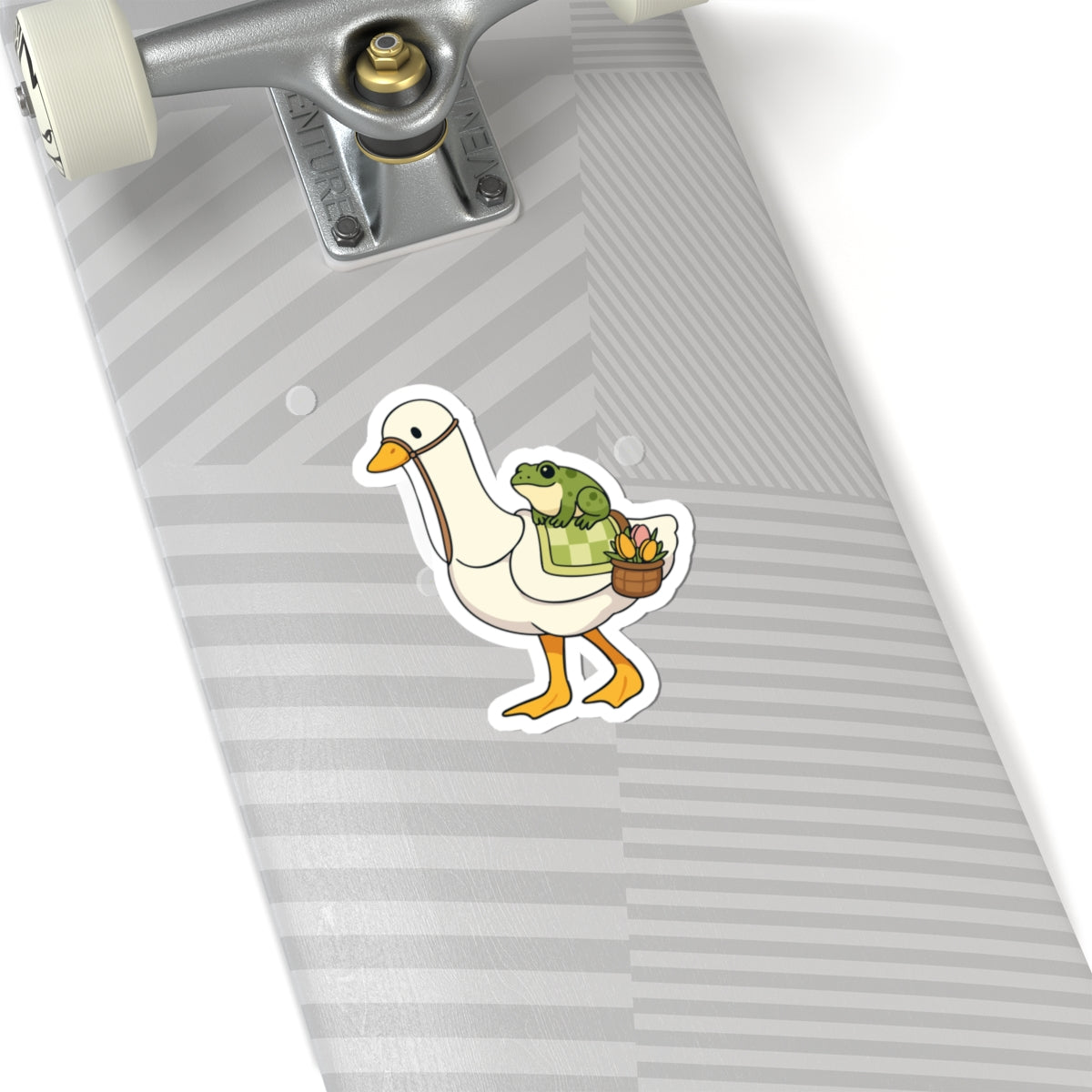 Goose & Frog Sticker — Cute Kiss-Cut Vinyl Decal