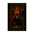 Three of Pentacles Tarot- Mystical Satin Poster, Dark Art Print, Gothic Wall Decor, Witchy Home Accent, Fantasy Artwork