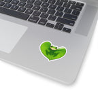 Heart Leaf Frog Kiss-Cut Sticker — Cute Green Frog Laptop Decal
