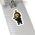 Chibi Guitar Skeleton Kiss-Cut Stickers, Cute Skull Decals, Fun Stickers for Laptops, Gift for Musicians, Halloween Decor, Unisex Stickers