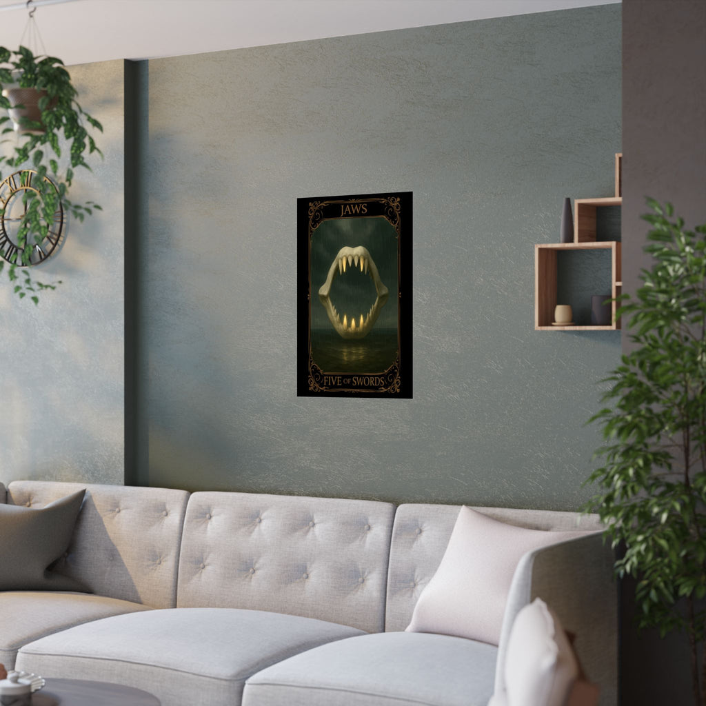 Five of Swords Tarot- Jaws Satin Poster, Wall Art, Movie Decor, Horror Poster, Unique Gift, Interior Design