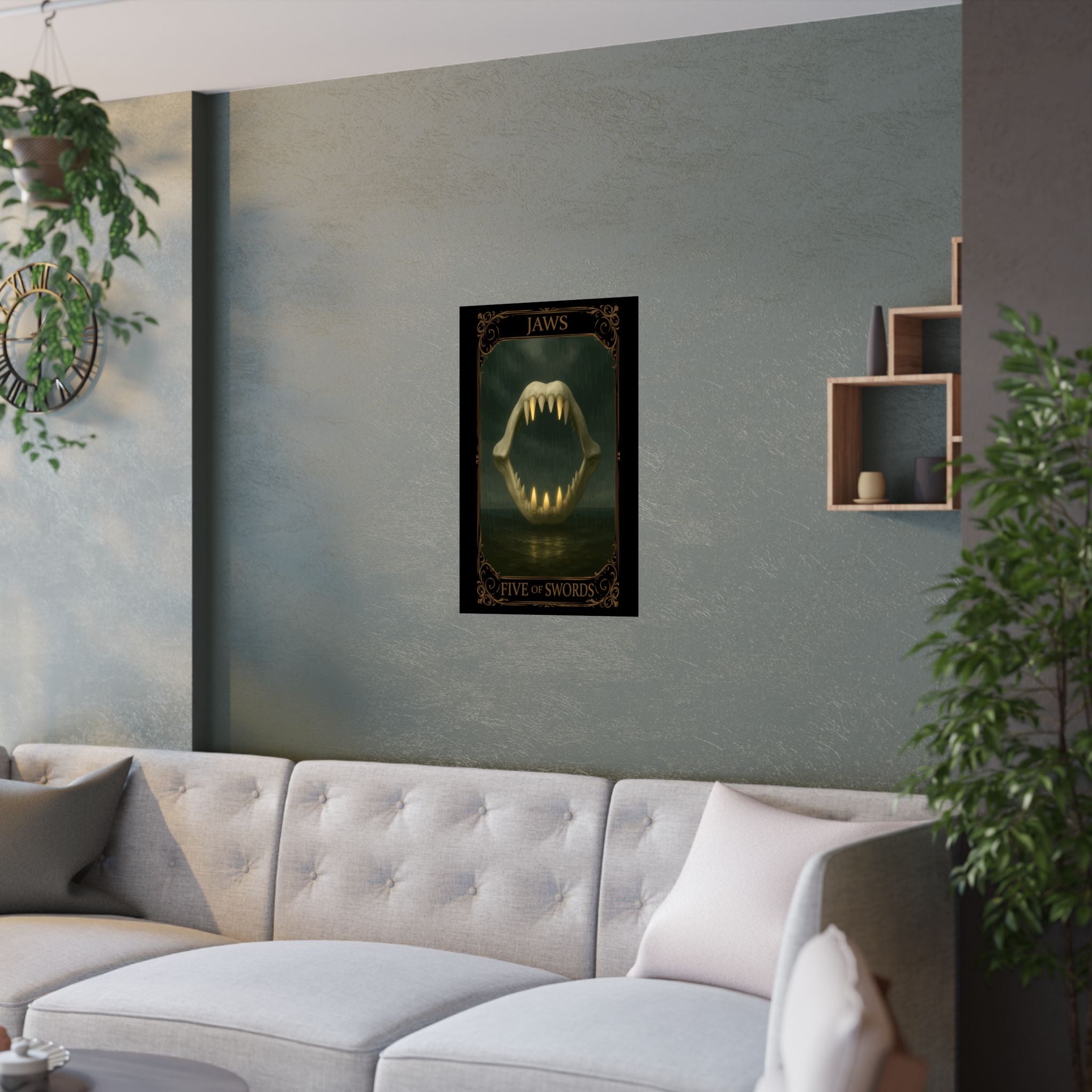 Five of Swords Tarot- Jaws Satin Poster, Wall Art, Movie Decor, Horror Poster, Unique Gift, Interior Design