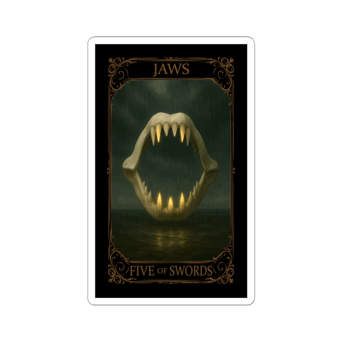 Five of Swords Tarot- Gothic Jaws Kiss-Cut Stickers | Dark Art Decor, Laptop Stickers, Tarot Aesthetic, Gift for Horror Fans, Unique Wall Art