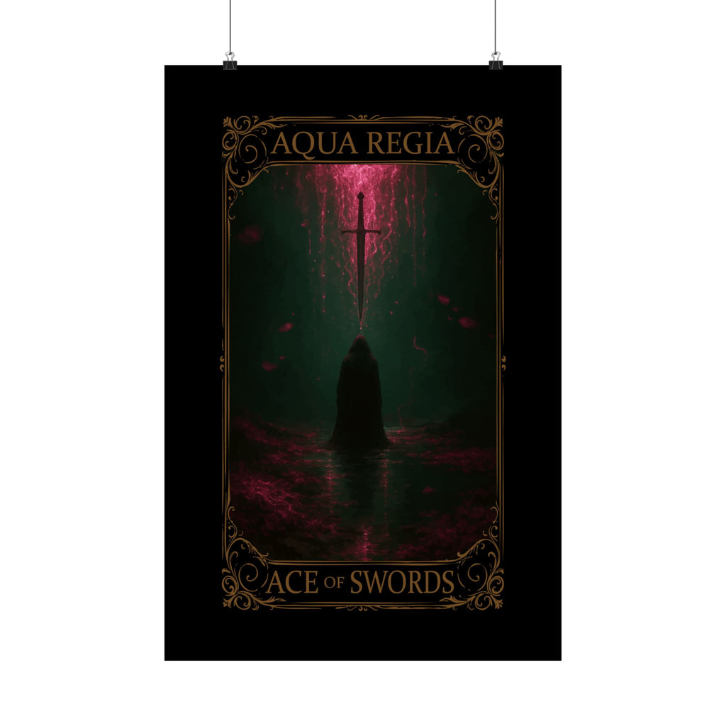 Ace of Swords Tarot- Mystical Satin Poster - Ace of Swords Art Print, Dark Wall Decor, Tarot-Inspired Home Decor, Spiritual Aesthetic, Gothic Wall Art