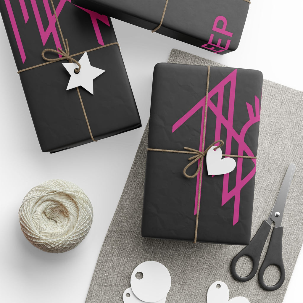 Black & Pink Gothic Spider Wrapping Paper Roll — Halloween Gift Wrap